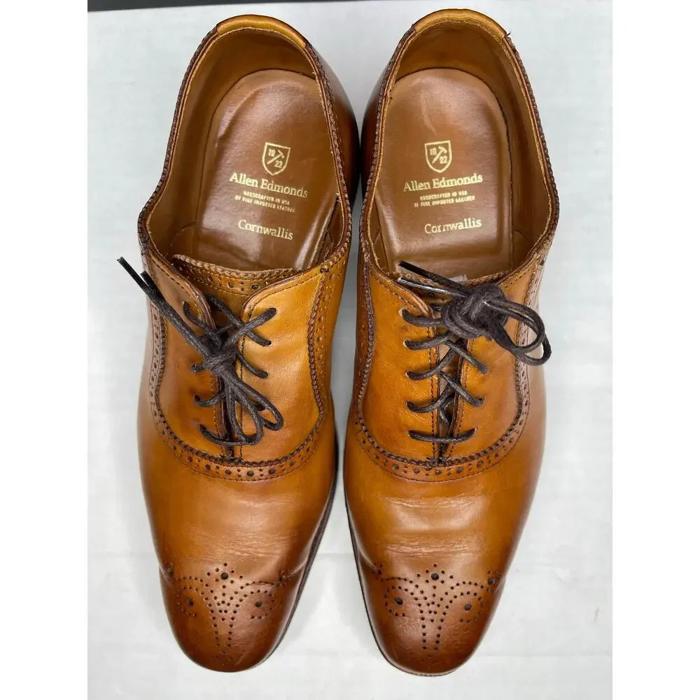 Allen Edmonds Mens Cornwallis walnut brown leather oxford dress shoes size 10.5